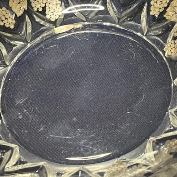 VTG Etched Glass Candy/Serving Dish w/Sterling Overlay Scroll Handles 6" Wide - Picture 13 of 13